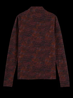 All Over Printed Mockneck Long Sleeve T-Shirt