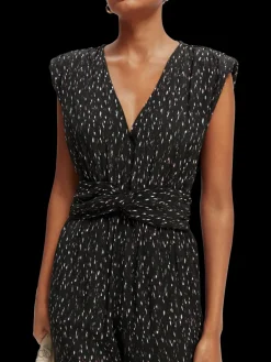 Belted V-Neck Jumpsuit