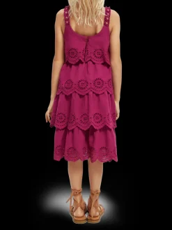 Broderie Anglaise Tiered Midi Dress