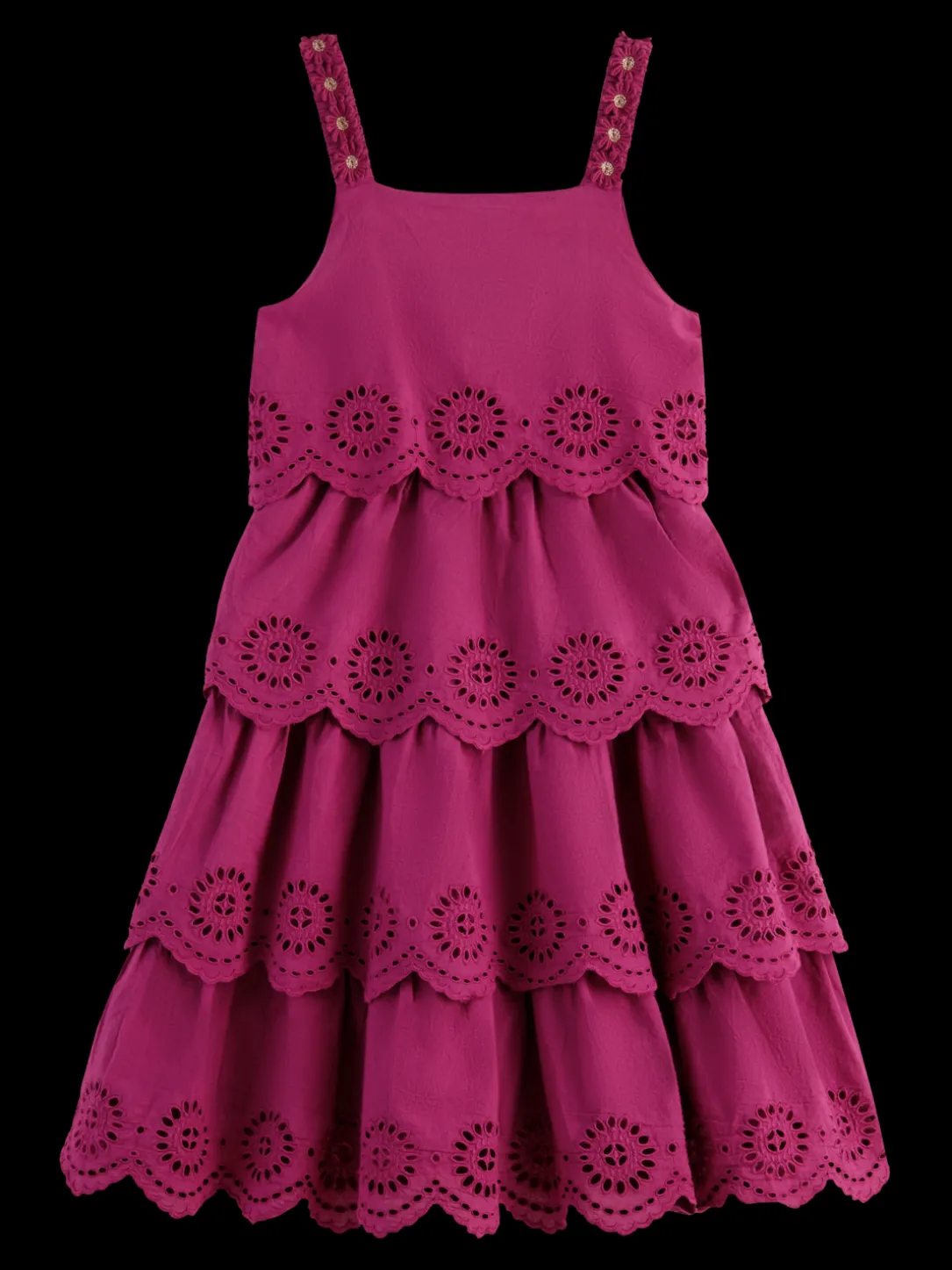 Broderie Anglaise Tiered Midi Dress