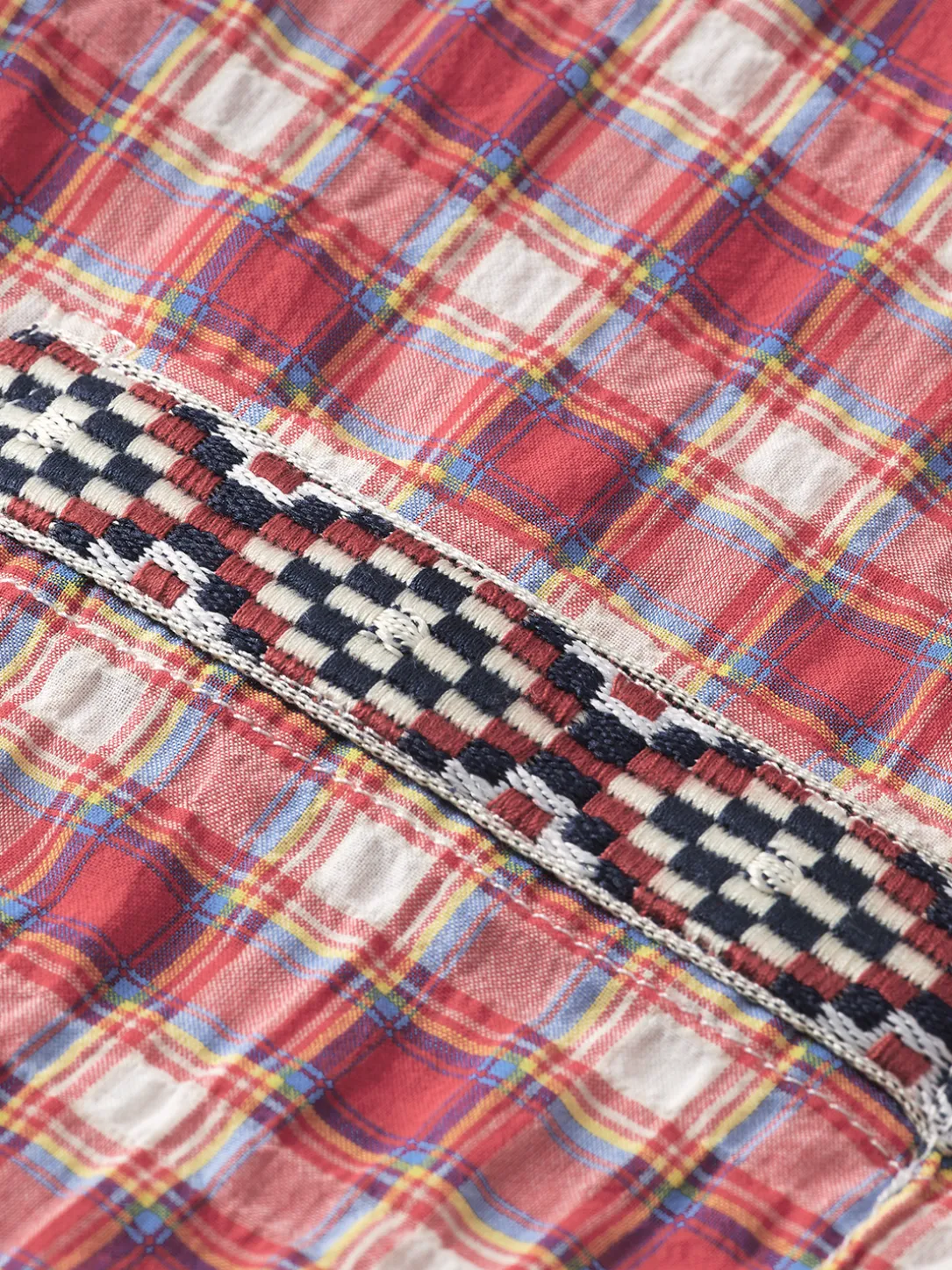 Crinkle Check Shirt With Tape Detail
