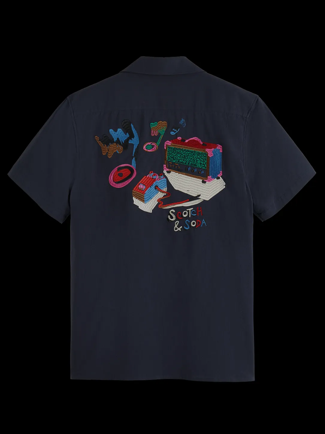 Crinkle Cotton Back-Embroidery Shirt