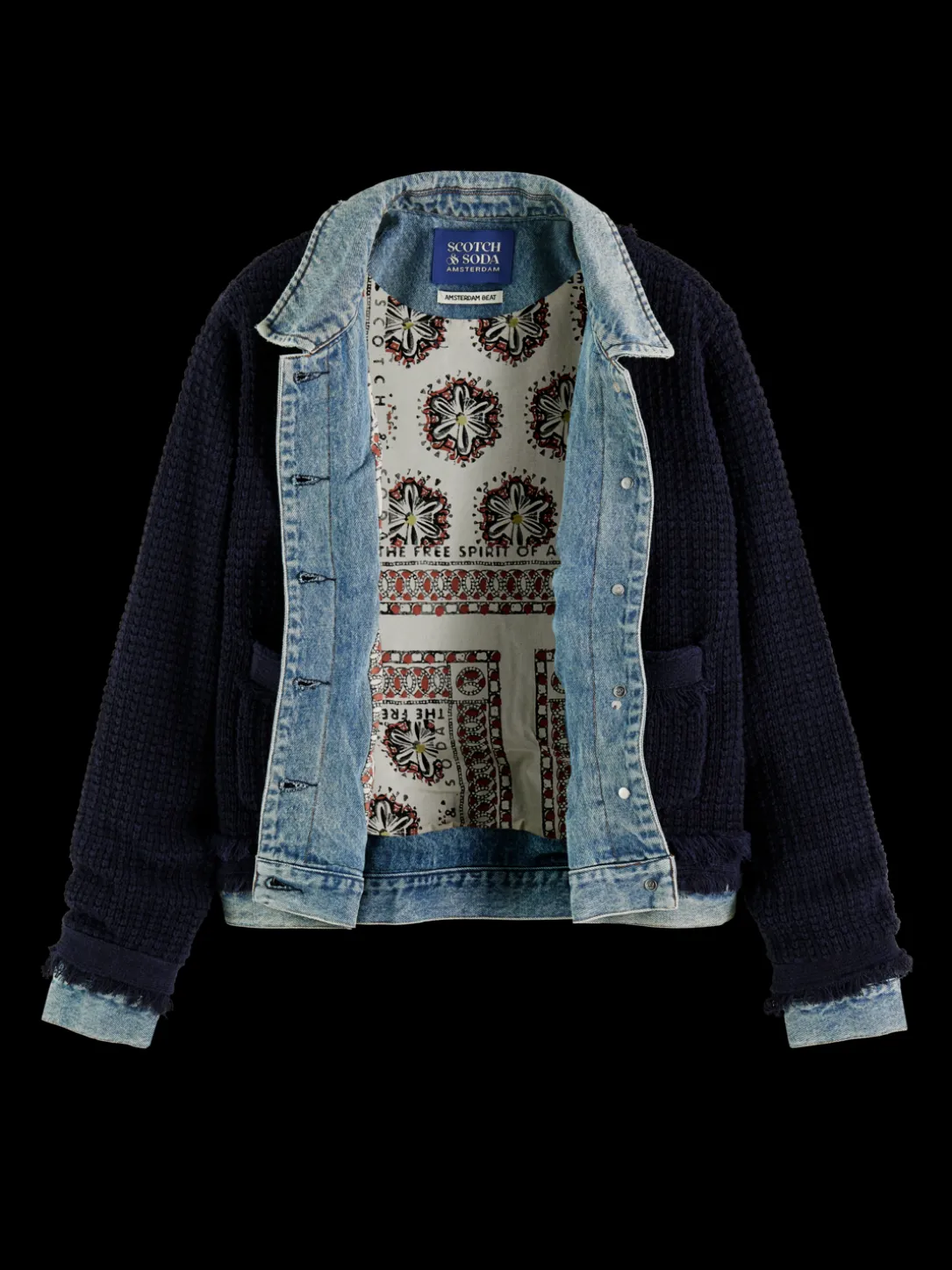 Denim Tweed Mix Blazer Jacket