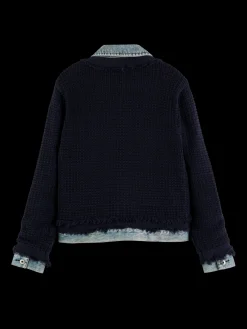 Denim Tweed Mix Blazer Jacket