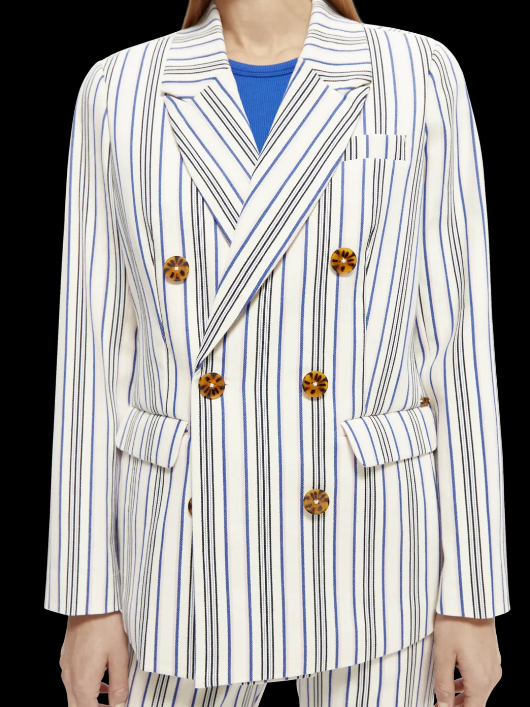 Double-Breasted Striped Blazer