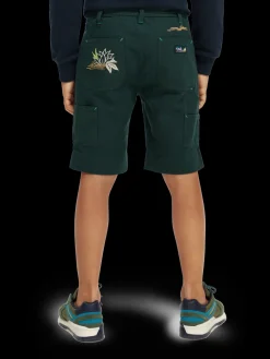 Embroidered Artwork Linen-Blended Shorts