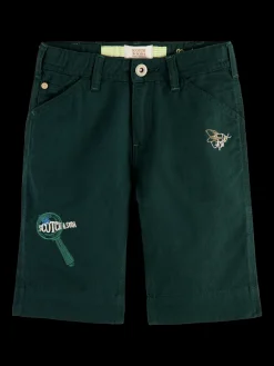 Embroidered Artwork Linen-Blended Shorts