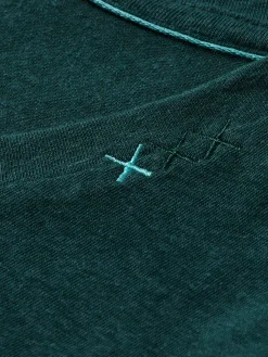 Embroidered Detail V-Neck T-Shirt