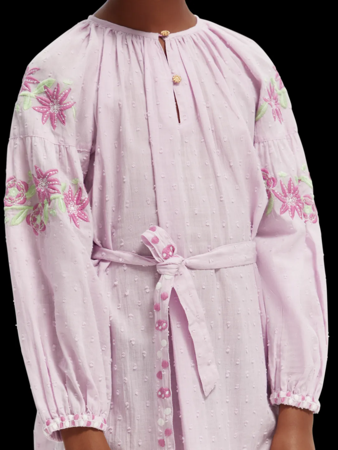 Embroidered Organic Cotton Mini Dress