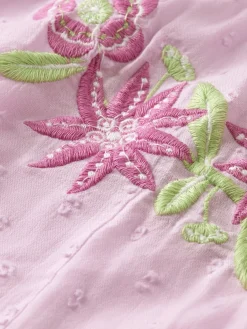 Embroidered Organic Cotton Mini Dress