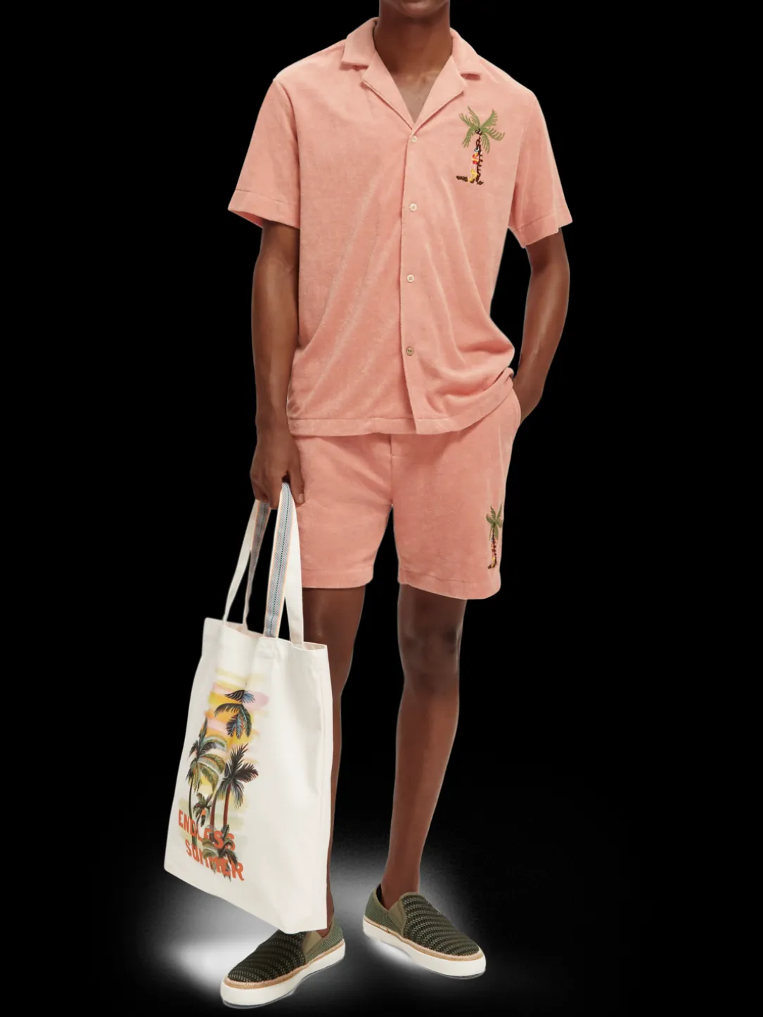 Embroidered Towelling Bermuda Shorts