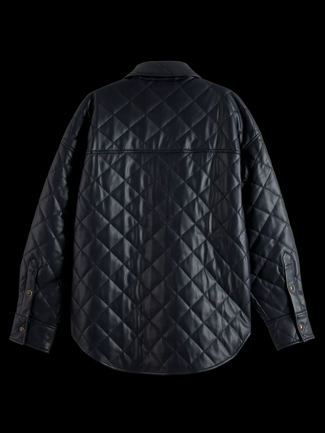 Faux Leather Quilted Shirt Jacket