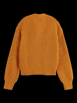 Fuzzy Voluminous-Sleeved Cardigan