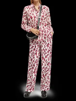 Gia Mid-Rise Wide-Leg Printed Elasticated Trousers