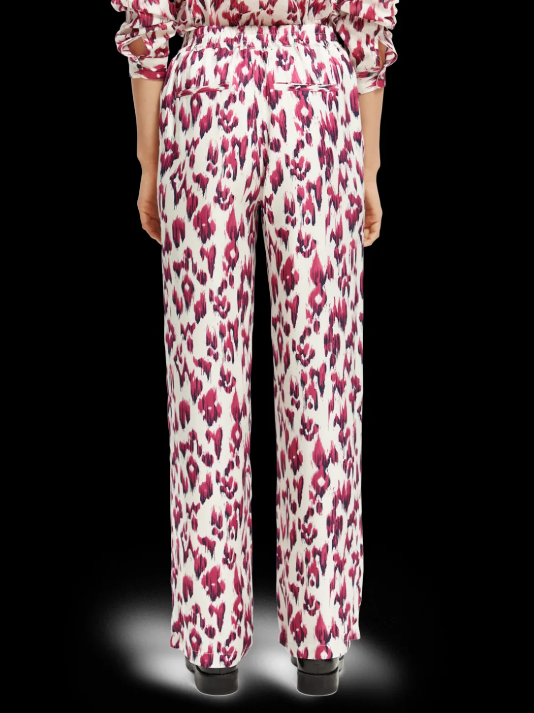 Gia Mid-Rise Wide-Leg Printed Elasticated Trousers