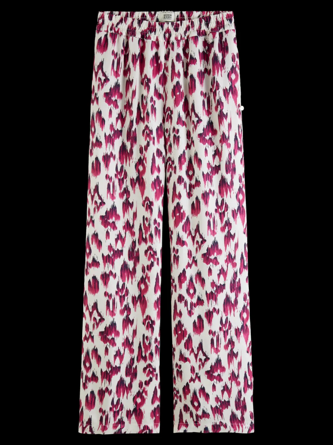 Gia Mid-Rise Wide-Leg Printed Elasticated Trousers
