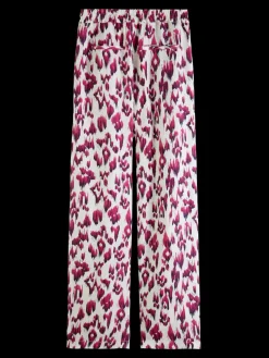 Gia Mid-Rise Wide-Leg Printed Elasticated Trousers