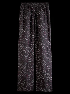 Gia Mid-Rise Wide-Leg Printed Elasticated Trousers