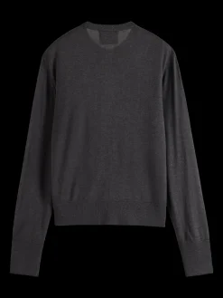 Jacquard Trim Crew Neck Cardigan