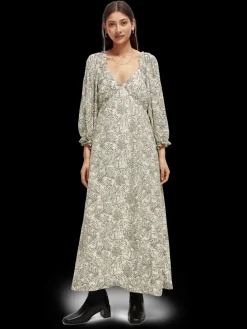 3/4-Length Sleeve Maxi-Dress