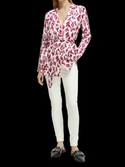 Lightweight Printed Belted Blazer