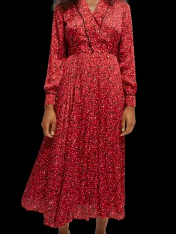 Long-Sleeved Pleated Midi Dress
