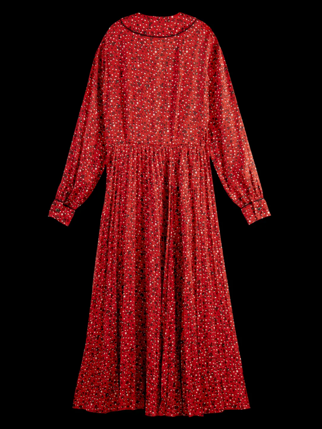 Long-Sleeved Pleated Midi Dress