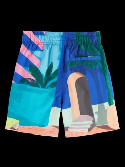 Midi-Length Artwork Swim Shorts