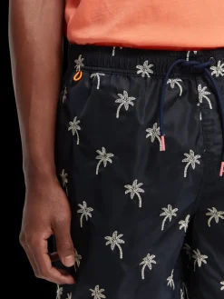 Mid-Length Embroidered Swim Shorts