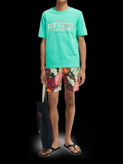Mid-Length Printed Swim Shorts