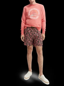 Mid-Length Printed Swim Shorts