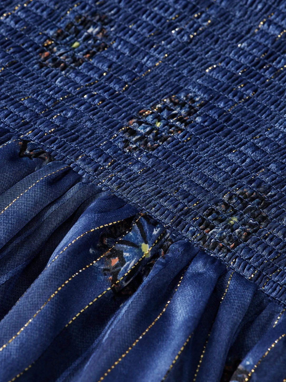 Mini Dress With Smock Stitch Detail