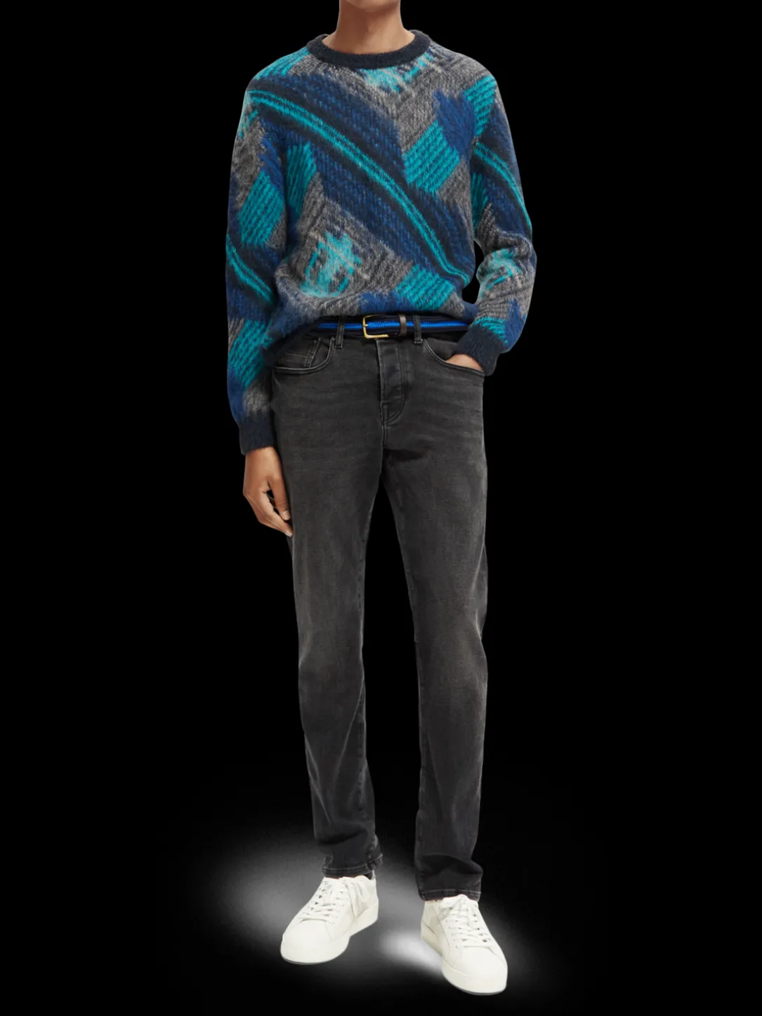 Multi-Coloured Panelled Jacquard Sweater