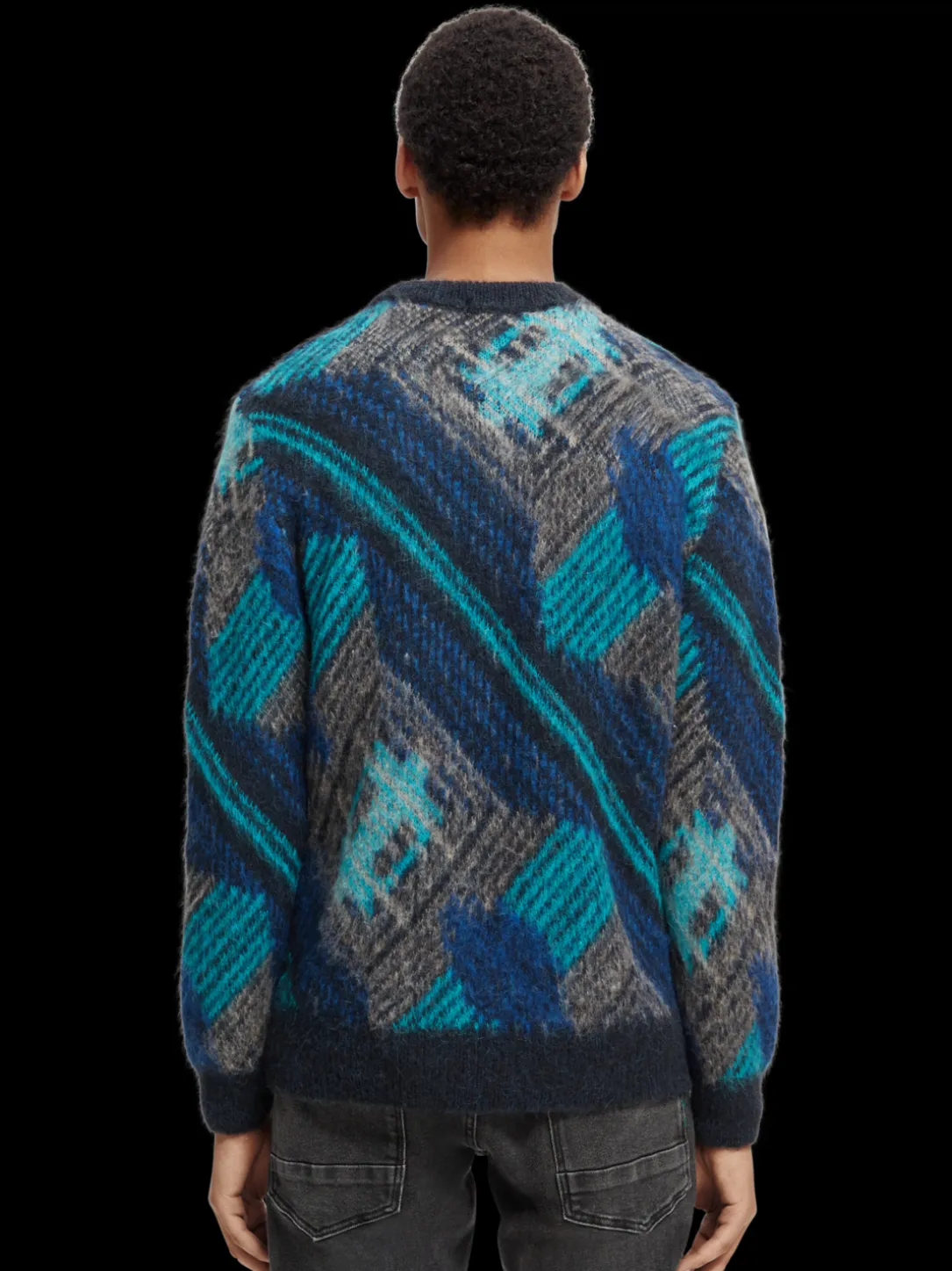 Multi-Coloured Panelled Jacquard Sweater