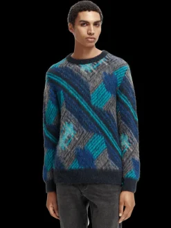 Multi-Coloured Panelled Jacquard Sweater