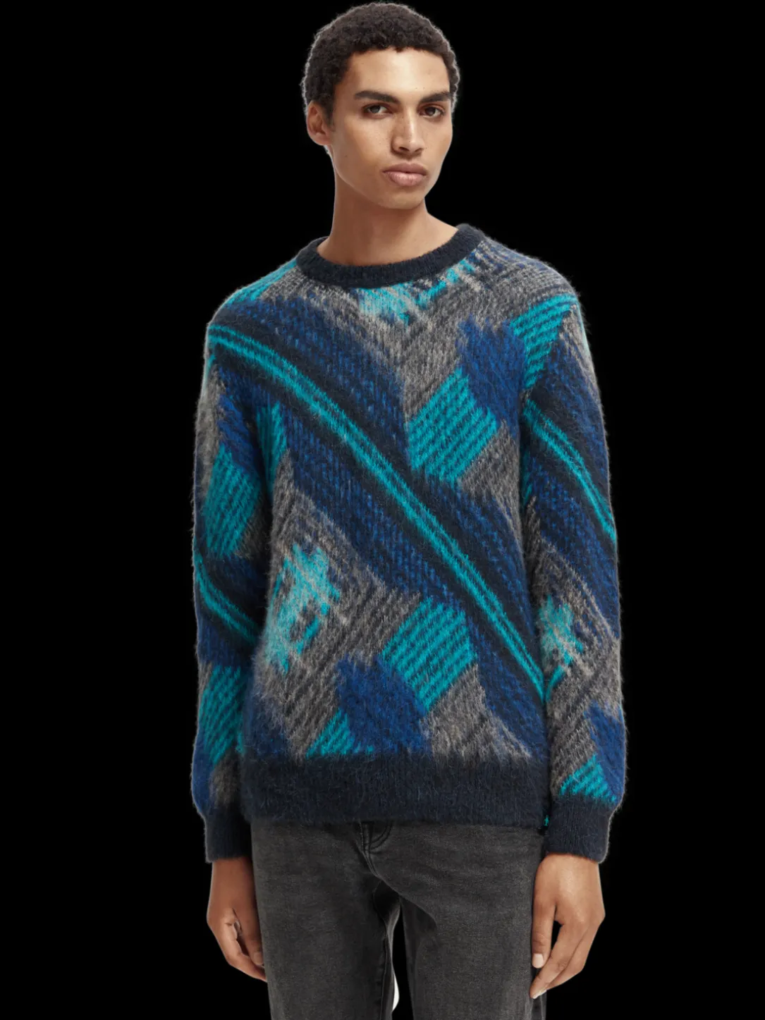 Multi-Coloured Panelled Jacquard Sweater