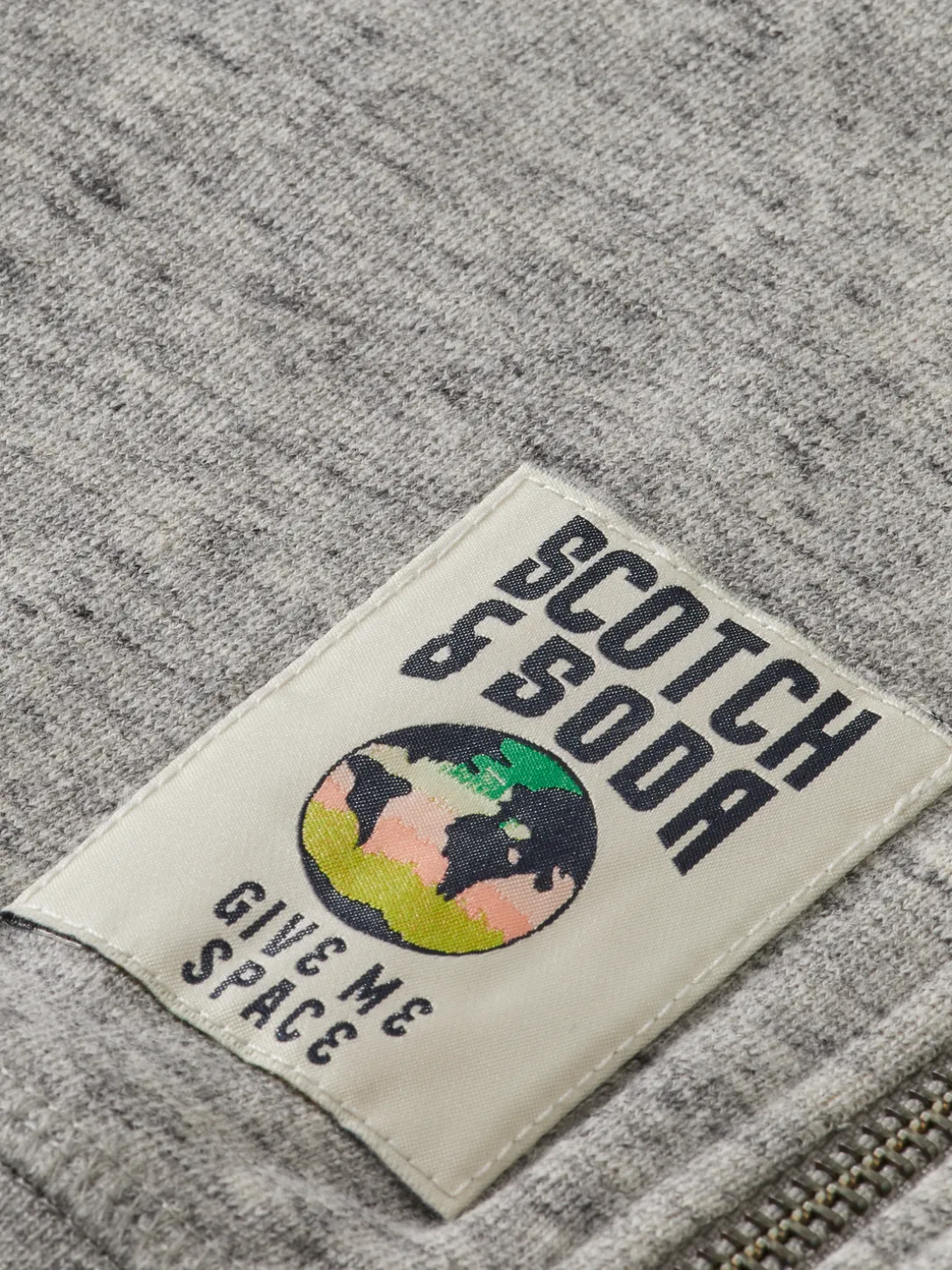 Panelled Melange Crewneck Side-Zip Sweatshirt