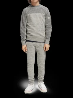 Panelled Melange Crewneck Side-Zip Sweatshirt