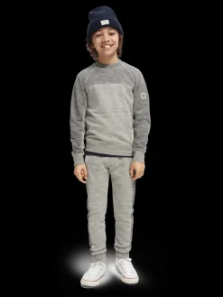 Panelled Melange Crewneck Side-Zip Sweatshirt