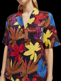 Printed Linen Camp Shirt