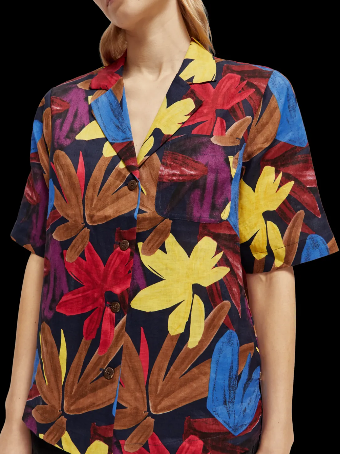 Printed Linen Camp Shirt