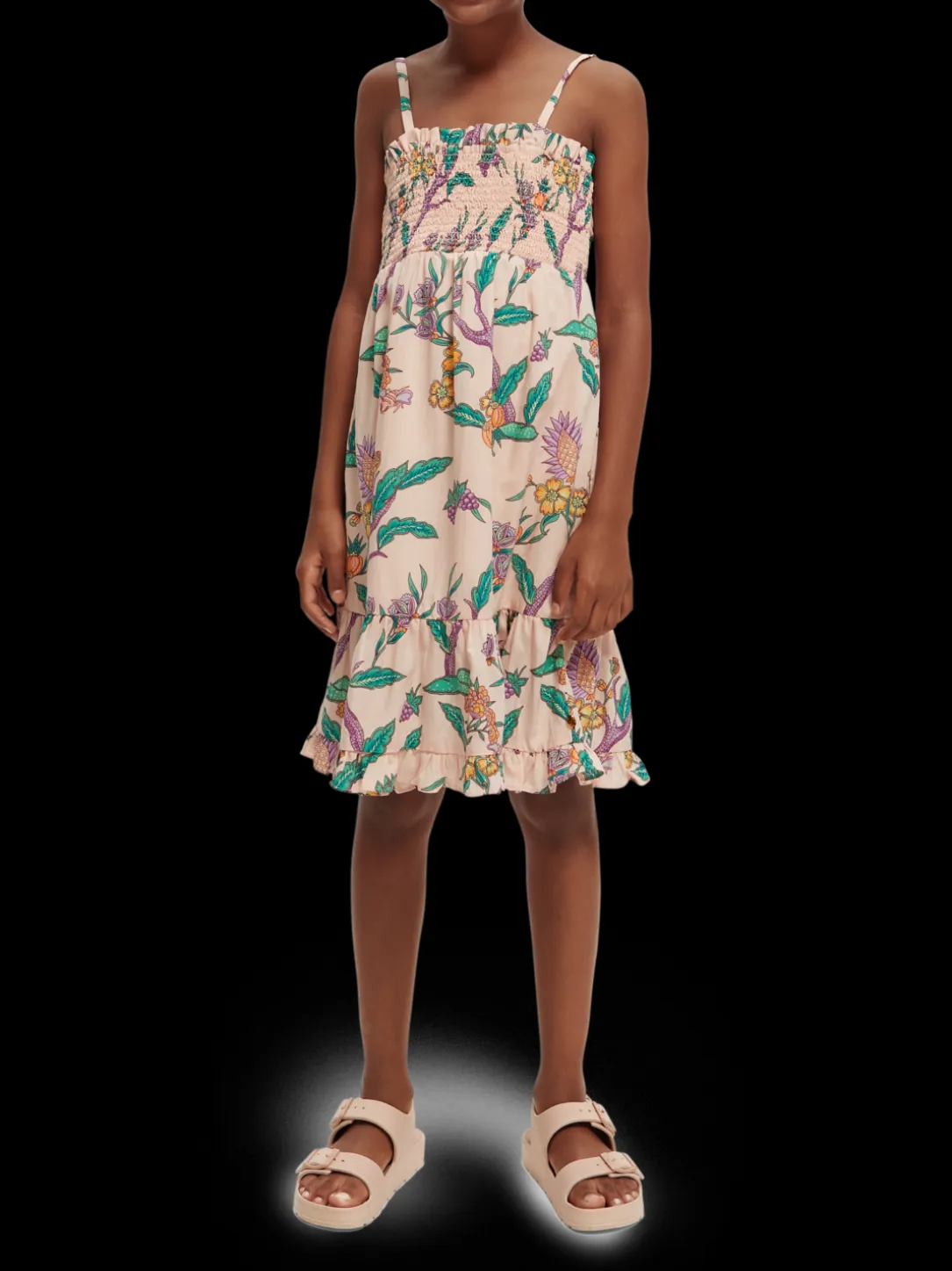 Printed Smocked Midi Dress