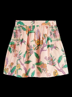 Printed Smocked Mini Skirt