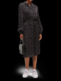Relaxed Fit Printed Midi Jacquard Shirt Dress