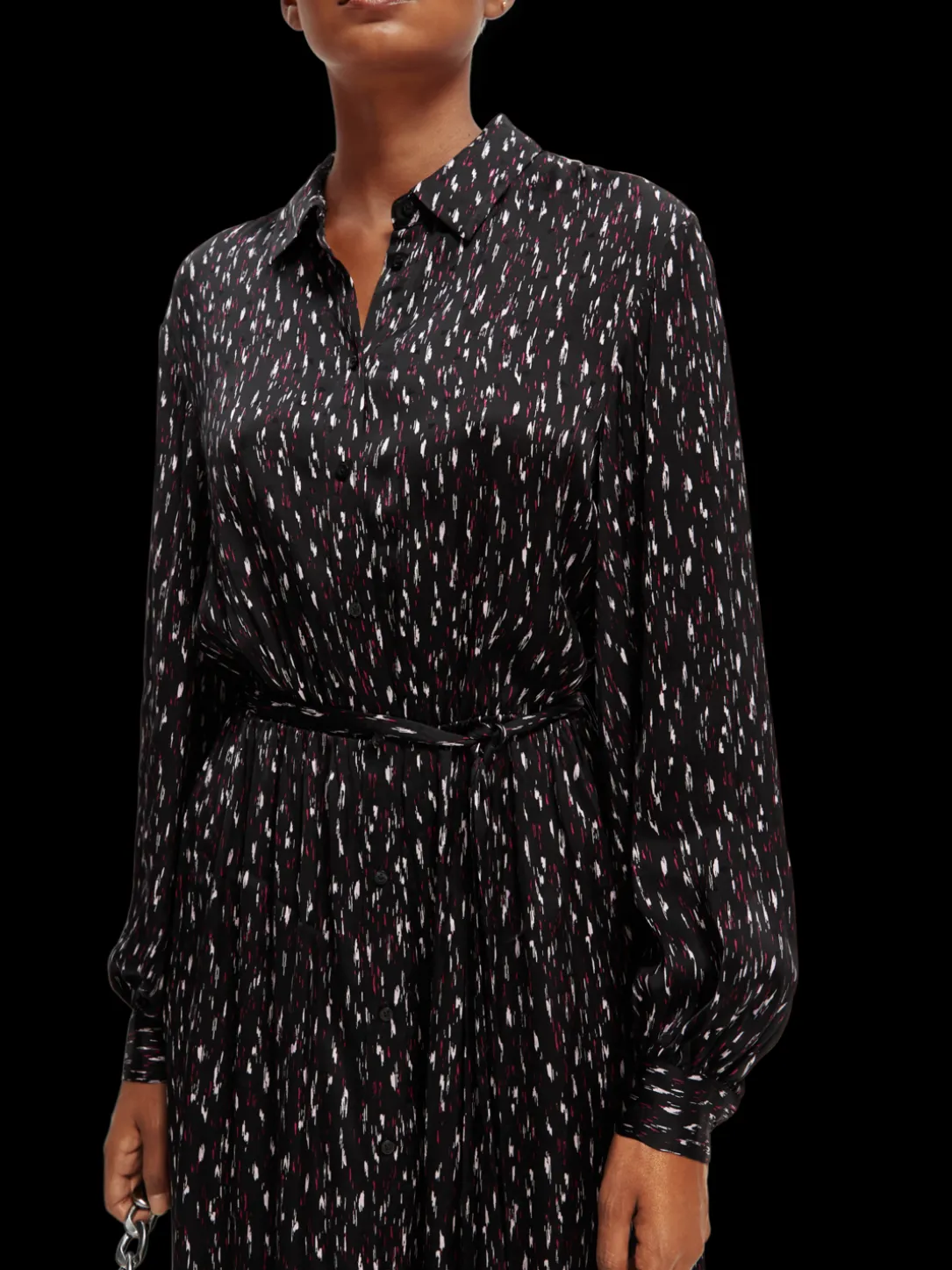 Relaxed Fit Printed Midi Jacquard Shirt Dress