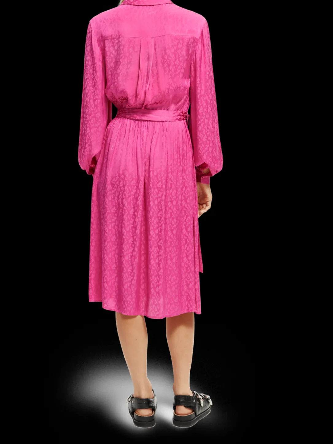 Relaxed Fit Printed Midi Jacquard Shirt Dress