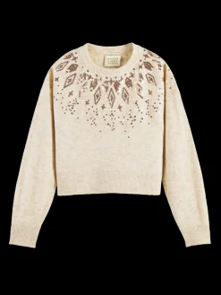 Relaxed Fit Wool-Blend Sequined Sweater