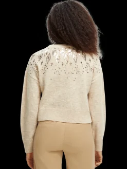 Relaxed Fit Wool-Blend Sequined Sweater