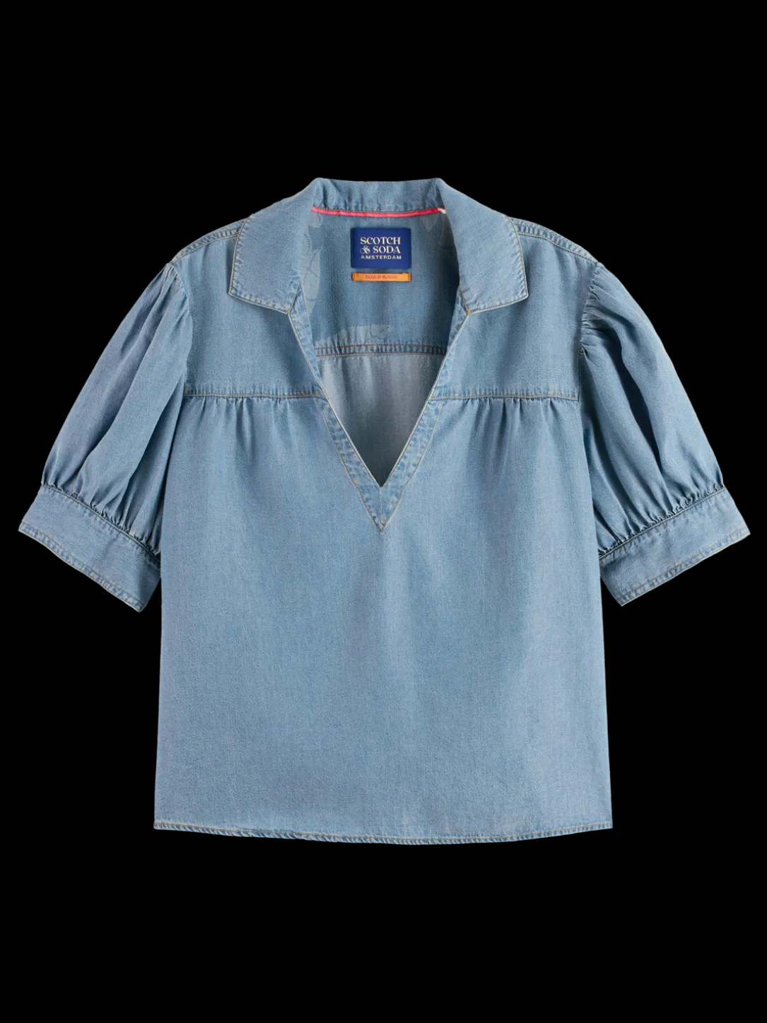 Short-Sleeved V-Neck Blouse