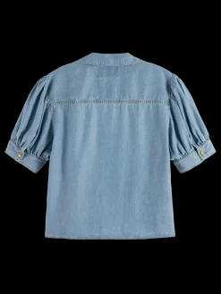 Short-Sleeved V-Neck Blouse